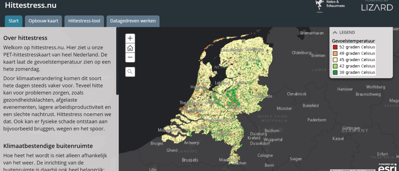 Hittestress op hete heel Nederland kaart - Nelen & Schuurmans